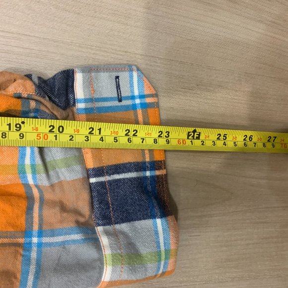 Jared Lang Orange Blue and White Checkered pattern Men's Button Down Flannel XL - Picture 11 of 11